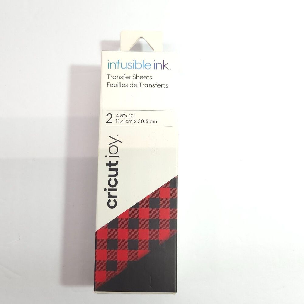 Cricut Joy Infusible Ink Transfer Sheets Red Black Plaid 2ct 4.5x12 Heat Press